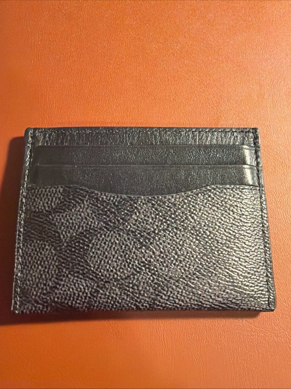 Coach Black Textured Leather Card Sleeve